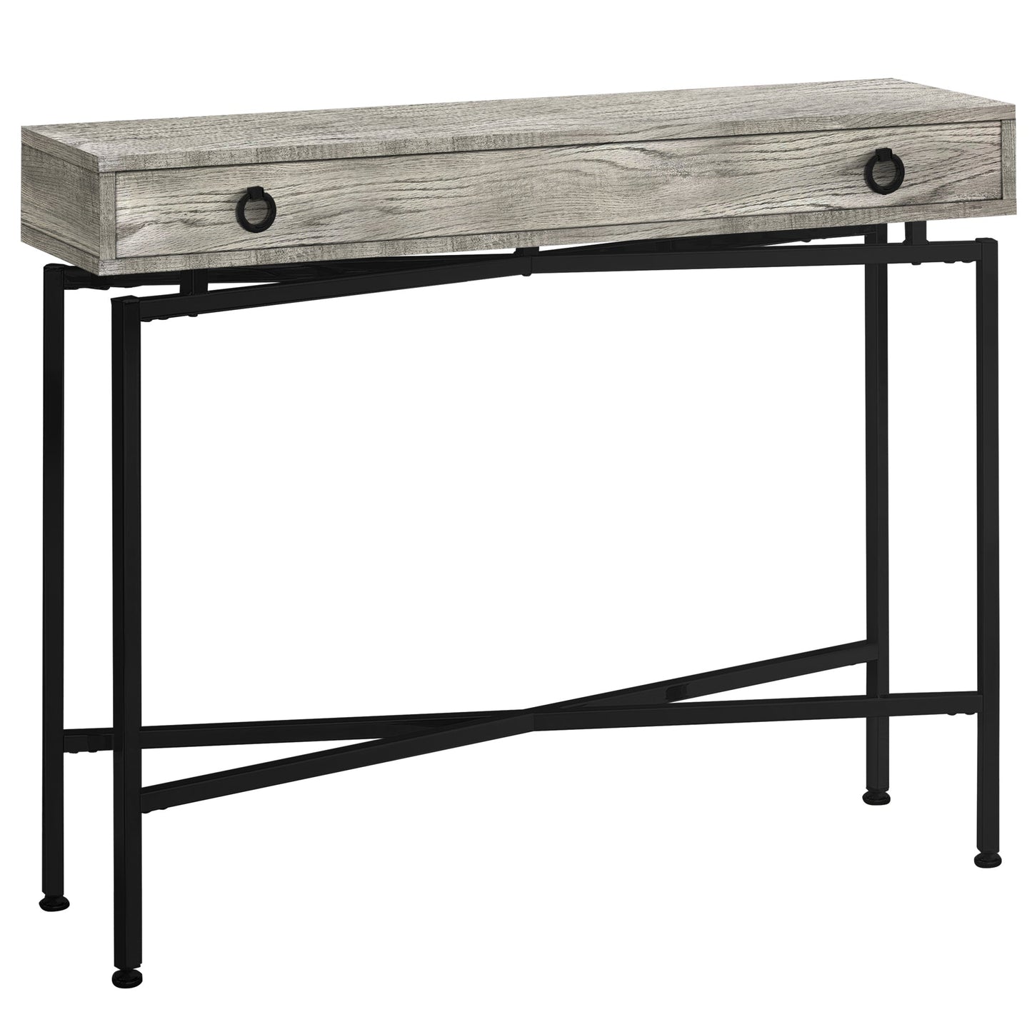 HomeRoots 43" Grey Reclaimed Wood Particle Board Accent Table With Black Legs