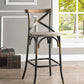 HomeRoots 43' High Back Antiqued Copper And Oak Finish Bar Chair