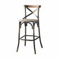 HomeRoots 43' High Back Antiqued Copper And Oak Finish Bar Chair
