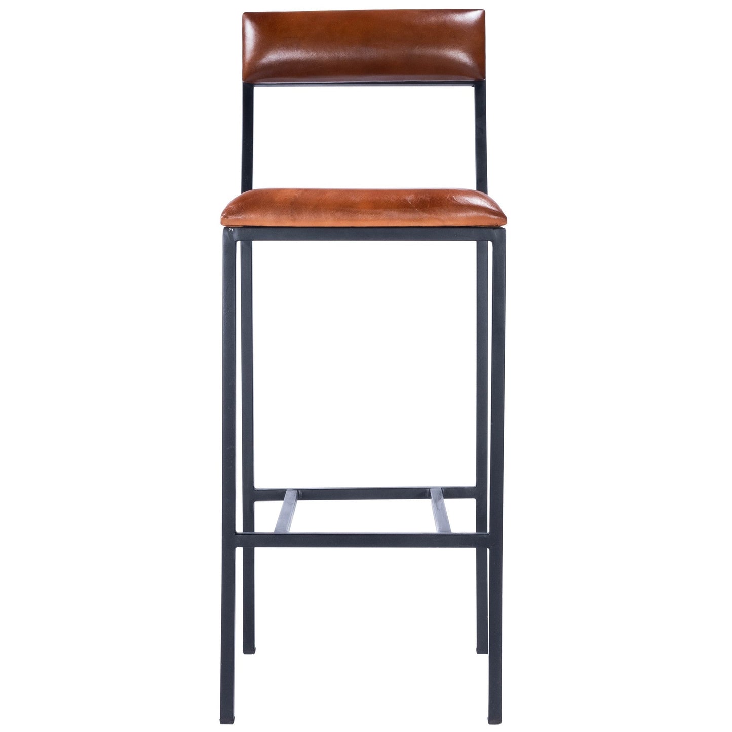 HomeRoots 43" Iron Bar Chair With Footrest in Brown and Black Finish