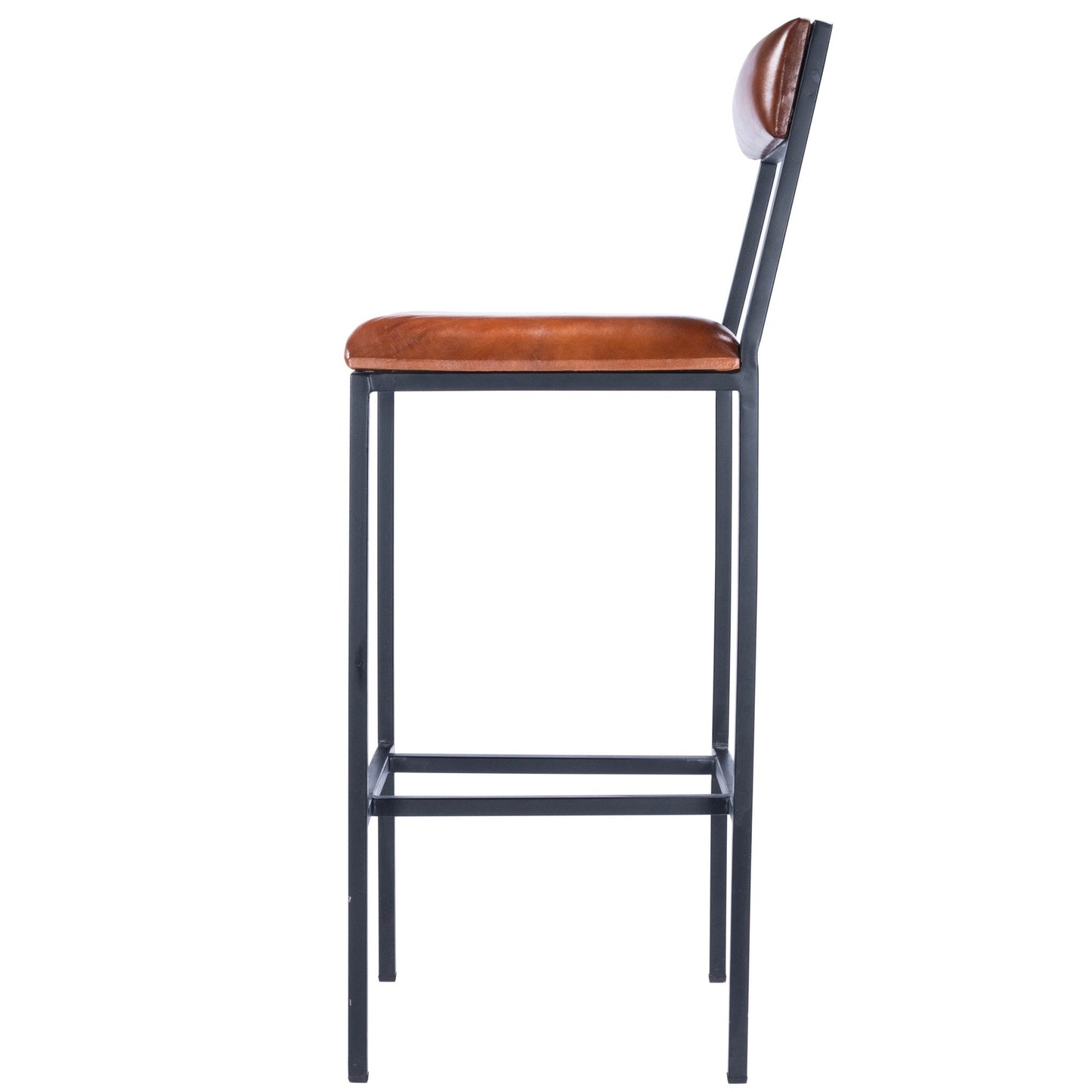 HomeRoots 43" Iron Bar Chair With Footrest in Brown and Black Finish