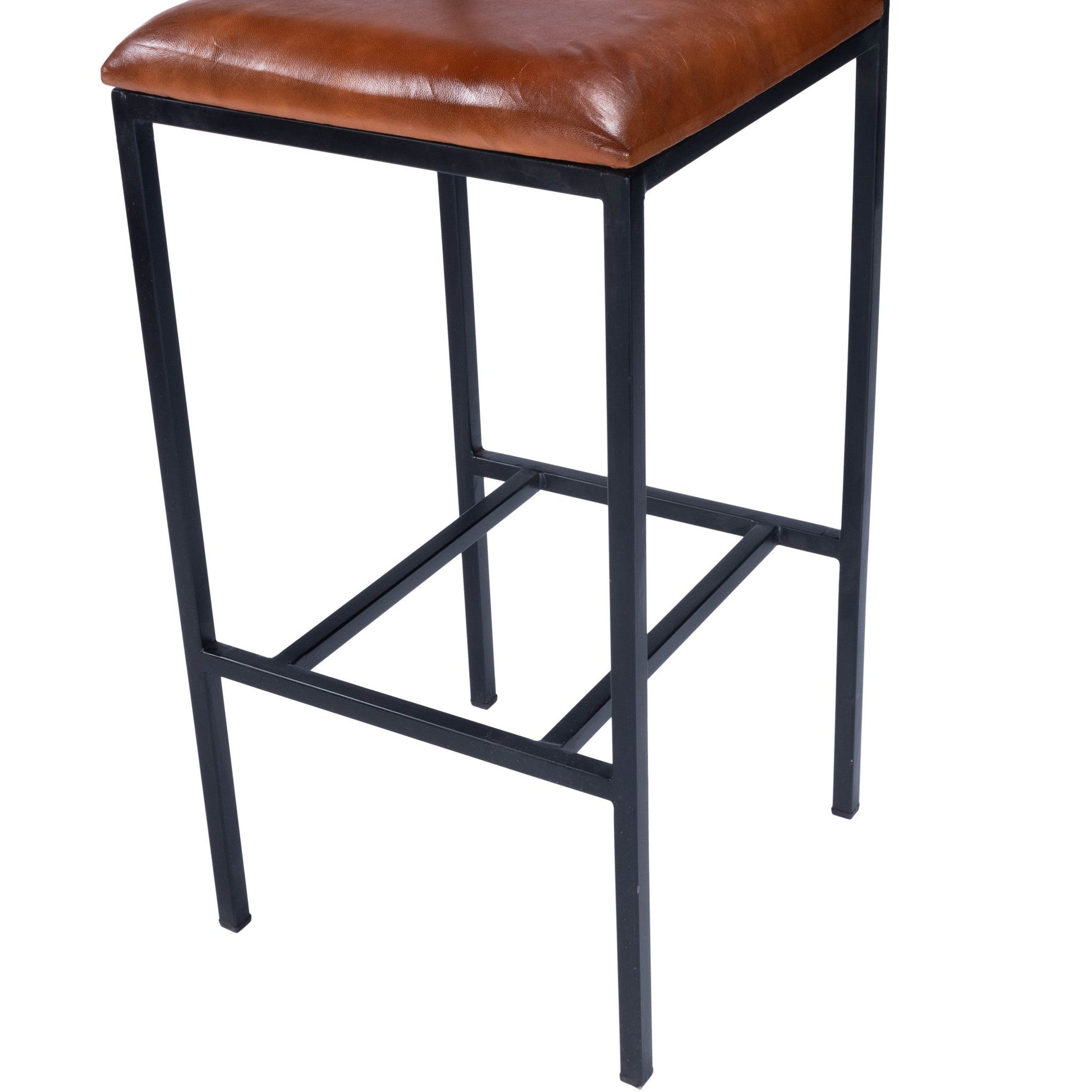 HomeRoots 43" Iron Bar Chair With Footrest in Brown and Black Finish