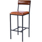HomeRoots 43" Iron Bar Chair With Footrest in Brown and Black Finish