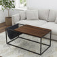 HomeRoots 43" Metal Coffee Table With Shelf in Brown And Black Finish