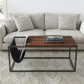 HomeRoots 43" Metal Coffee Table With Shelf in Brown And Black Finish