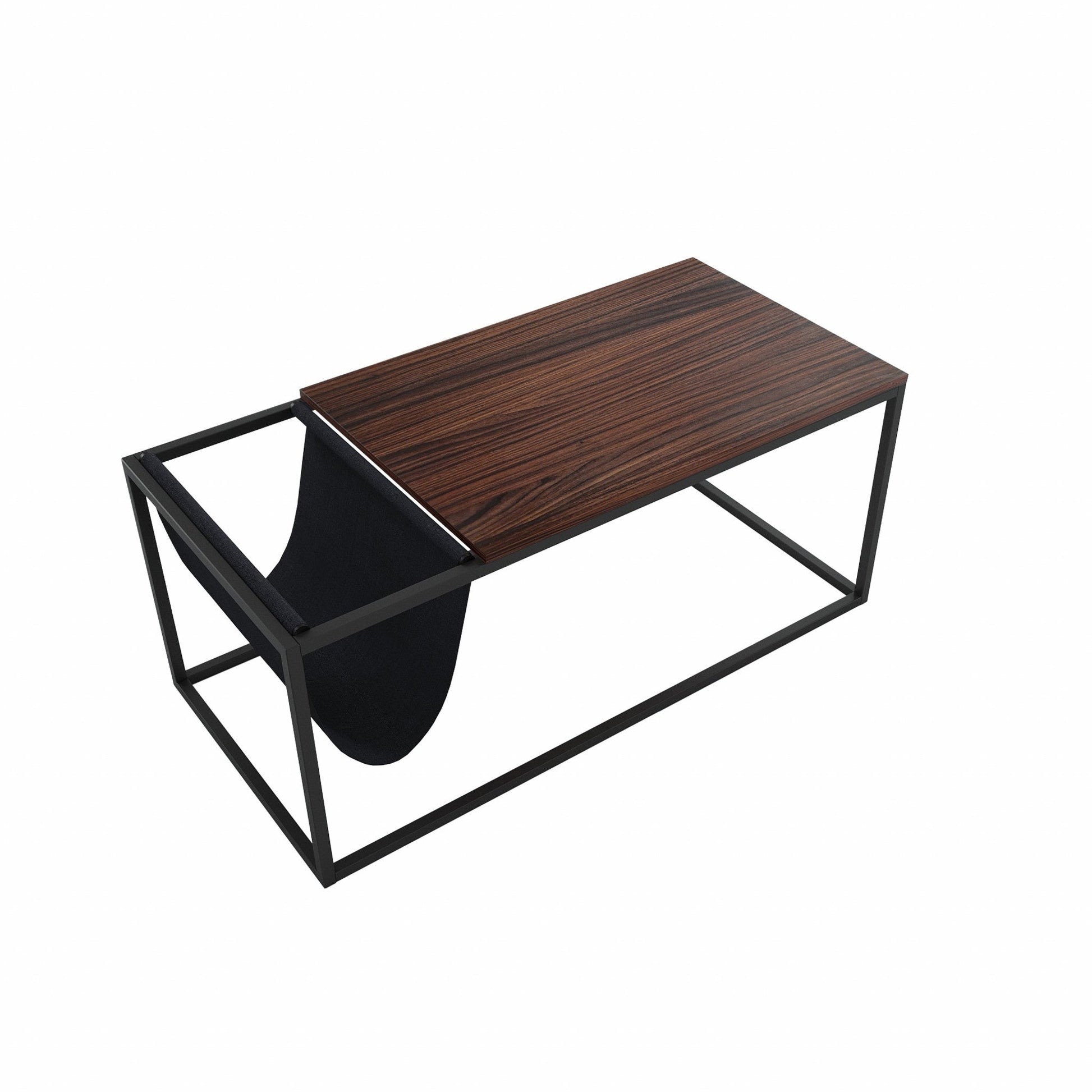 HomeRoots 43" Metal Coffee Table With Shelf in Brown And Black Finish