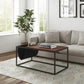 HomeRoots 43" Metal Coffee Table With Shelf in Brown And Black Finish