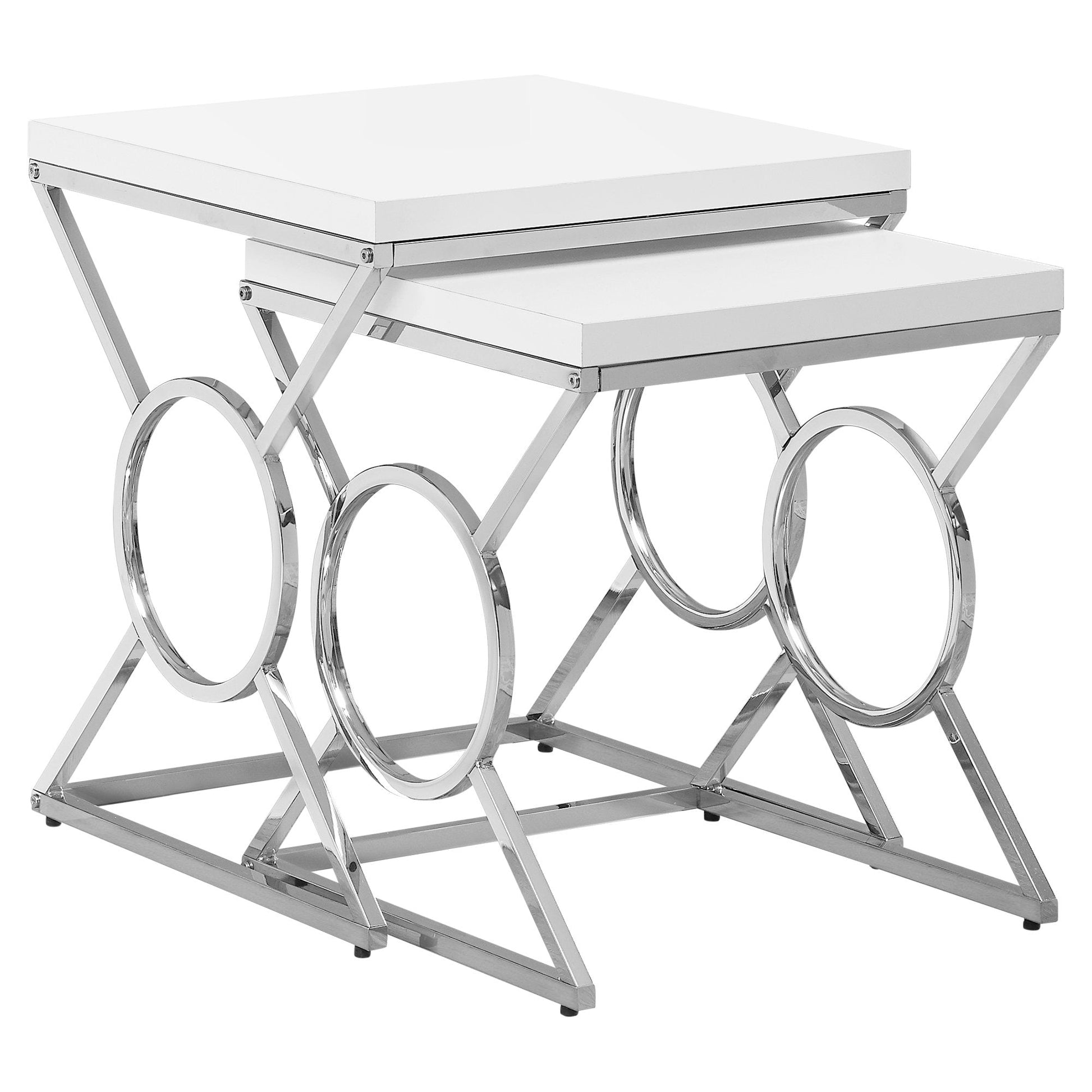 HomeRoots 43" White Metal Nesting Table in Set of 2