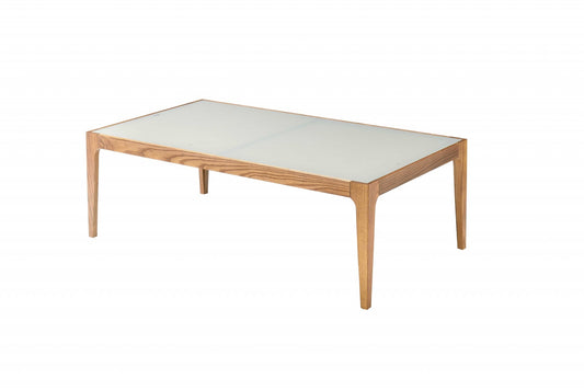 HomeRoots 43' x 24' x 15' Natural And Frost Glass Coffee Table