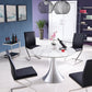 HomeRoots 43 x 43 x 30 White Marble Stainless Steel Round Dining Table