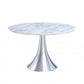 HomeRoots 43 x 43 x 30 White Marble Stainless Steel Round Dining Table