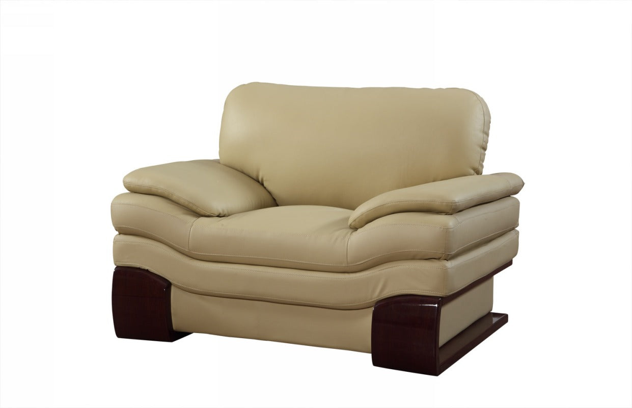 HomeRoots 44" Dazzling Leather Chair in Beige Finish
