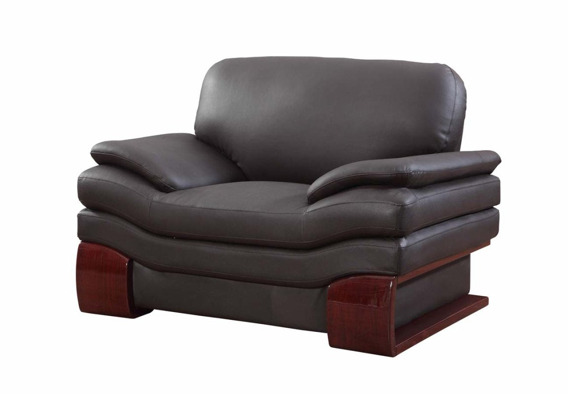 HomeRoots 44" Dazzling Leather Chair in Brown Finish