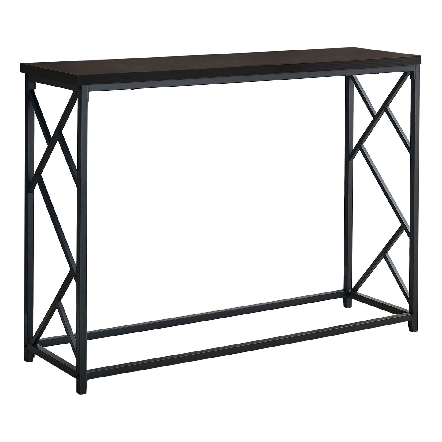 HomeRoots 44" Rectangular Metal Hall Console Accent Table With Brown and Black Finish