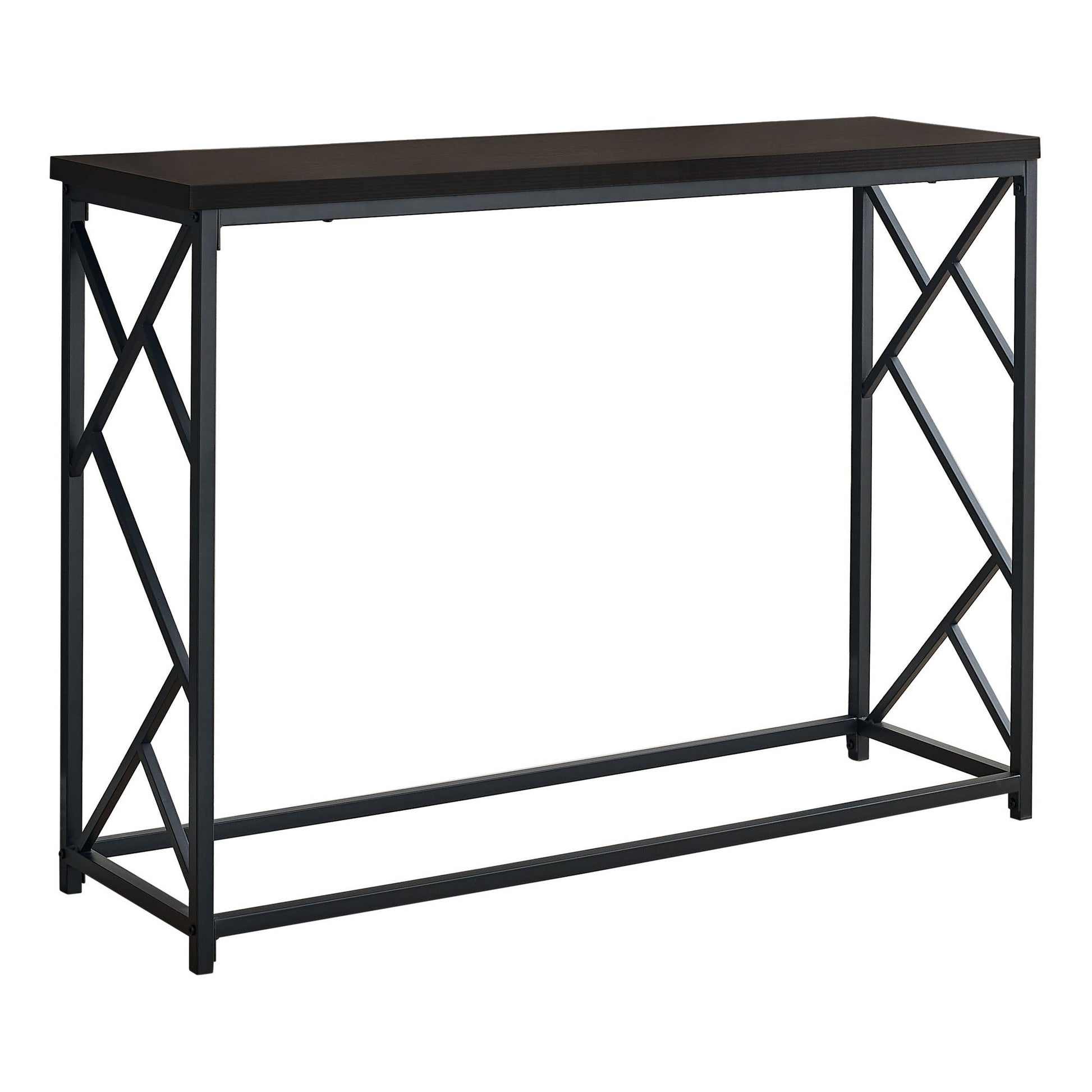 HomeRoots 44" Rectangular Metal Hall Console Accent Table With Brown and Black Finish