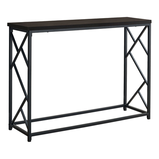 HomeRoots 44" Rectangular Metal Hall Console Accent Table With Brown and Black Finish