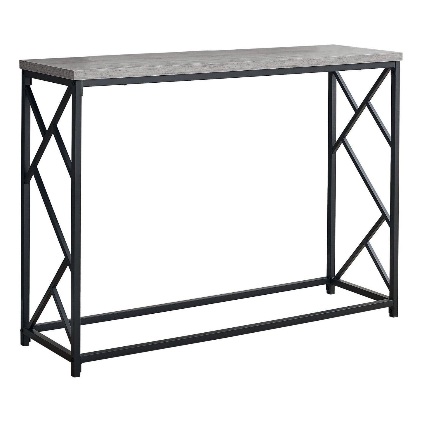 HomeRoots 44" Rectangular Metal Hall Console Accent Table With Grey and Black Finish