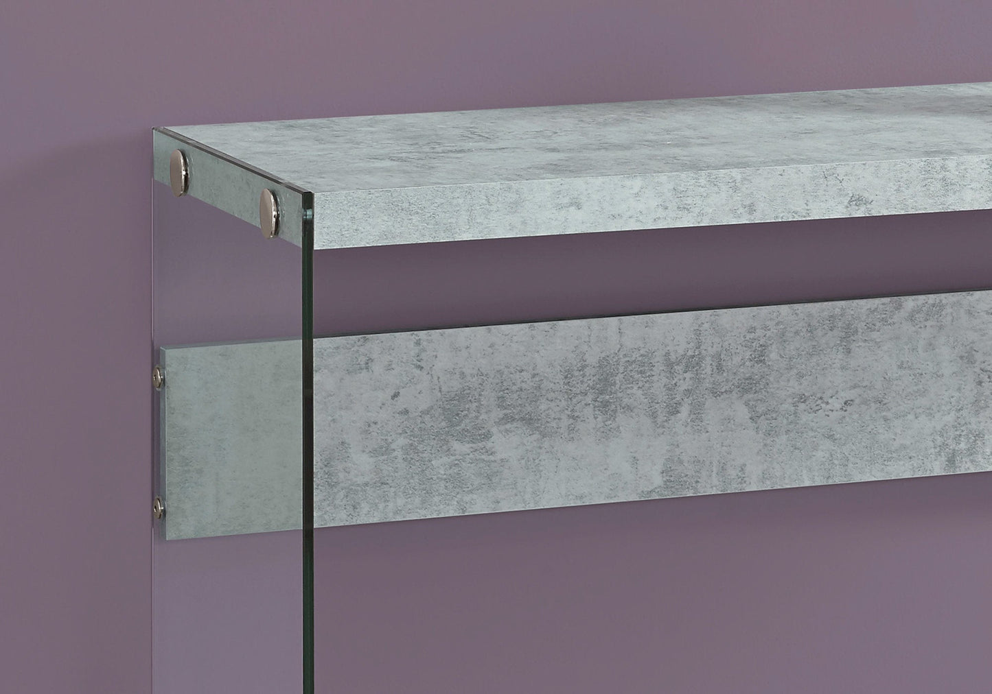 HomeRoots 44" Solid Console Table With Gray and Clear Finish