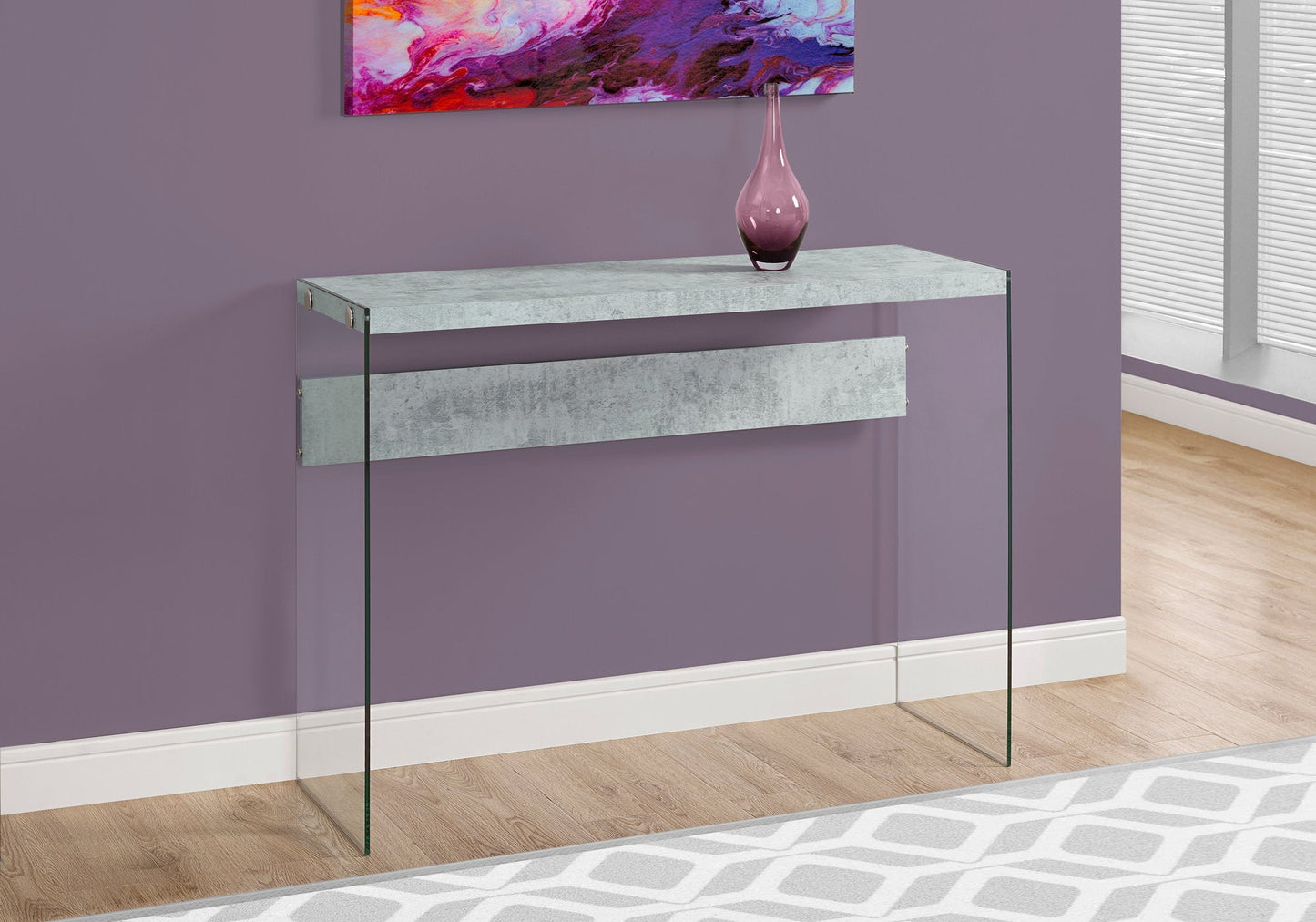 HomeRoots 44" Solid Console Table With Gray and Clear Finish