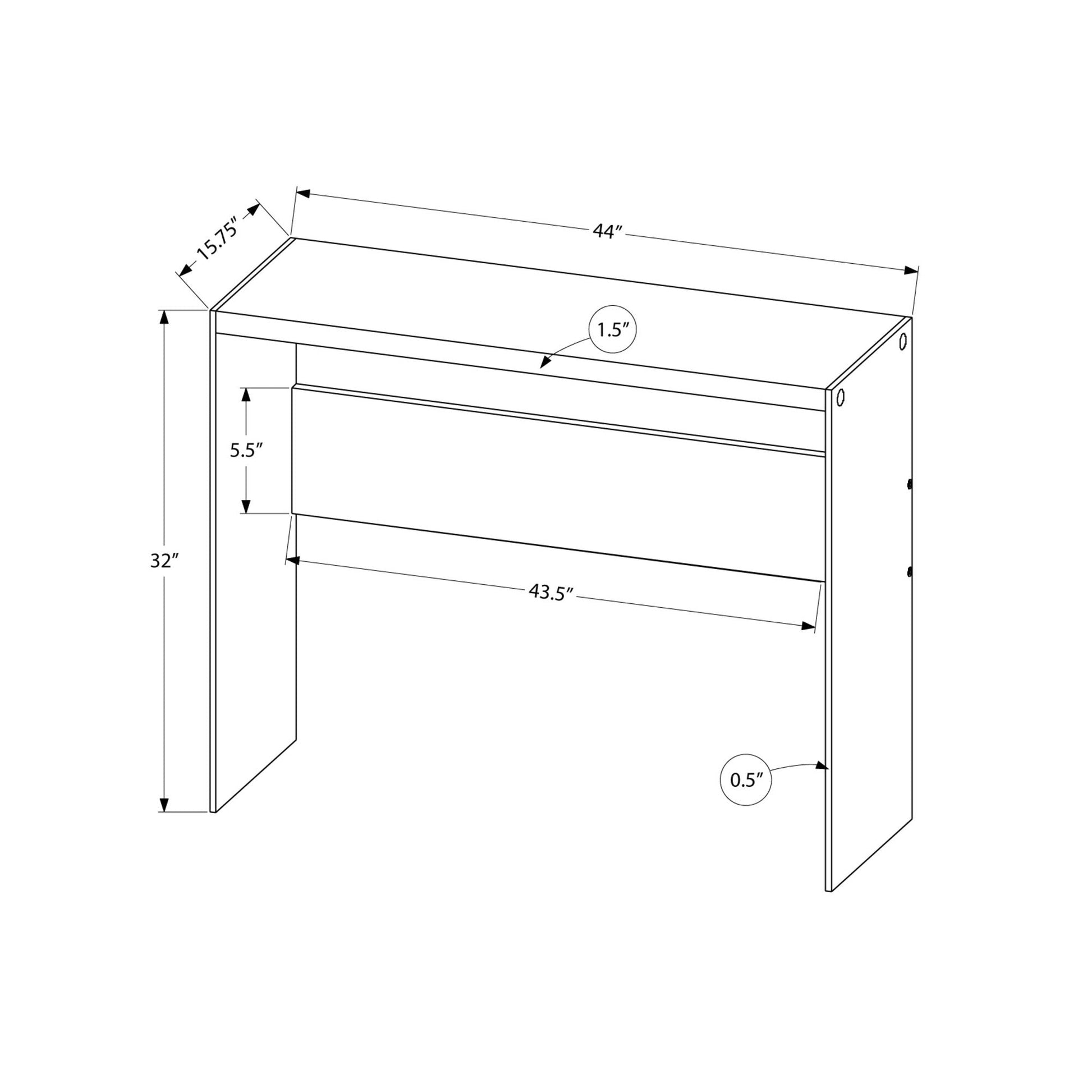 HomeRoots 44" Solid Console Table in Taupe and Clear Finish