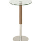 HomeRoots 44" Veneer Glass and Steel Round Bar Table