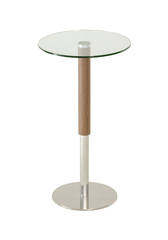 HomeRoots 44" Veneer Glass and Steel Round Bar Table