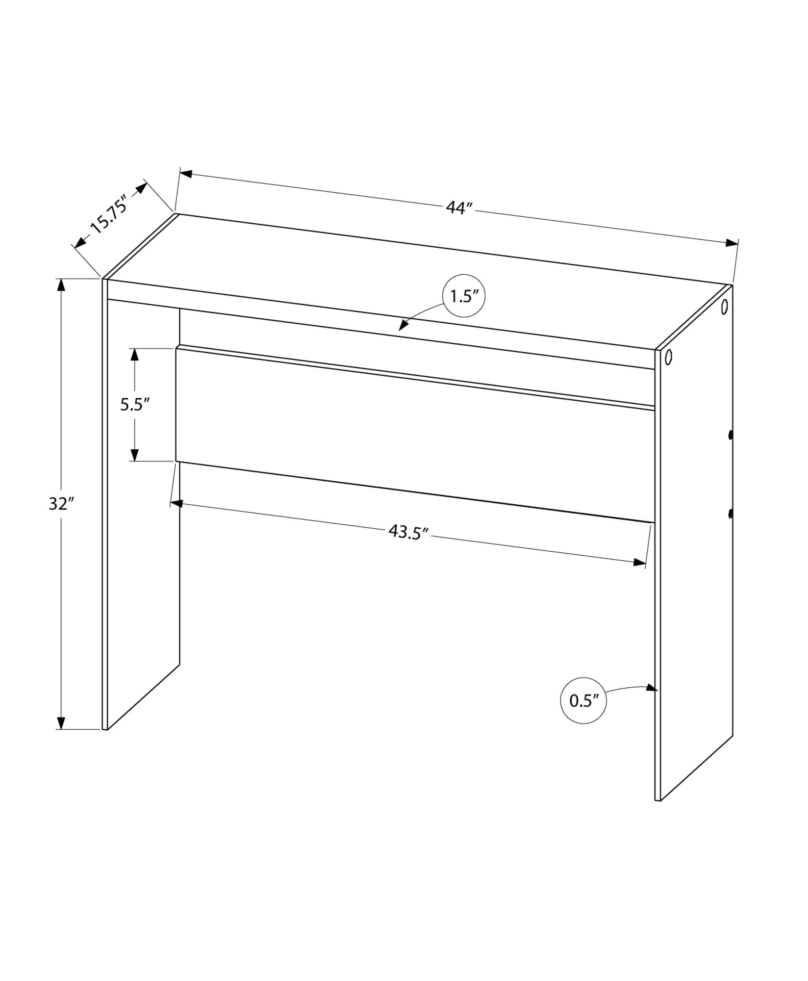HomeRoots 44" White And Clear Solid Console Table