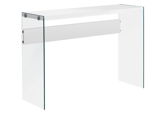 HomeRoots 44" White And Clear Solid Console Table