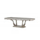 HomeRoots 44" x 102" x 30" Wood Dining Table With Pedestal in Antique White Finish