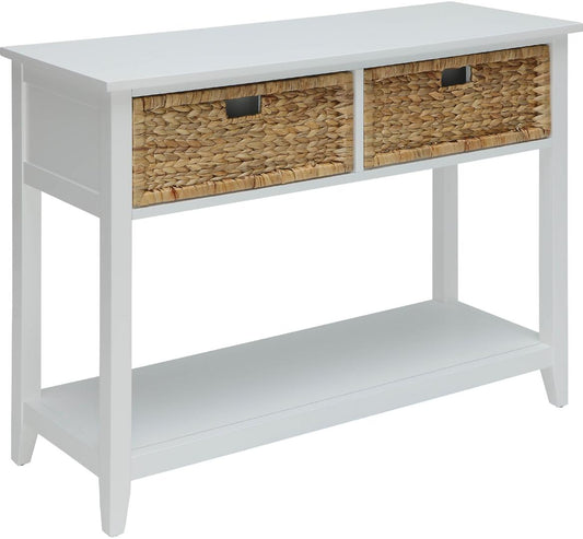 HomeRoots 44" x 16" x 28" Solid Wood Leg Console Table in White Finish