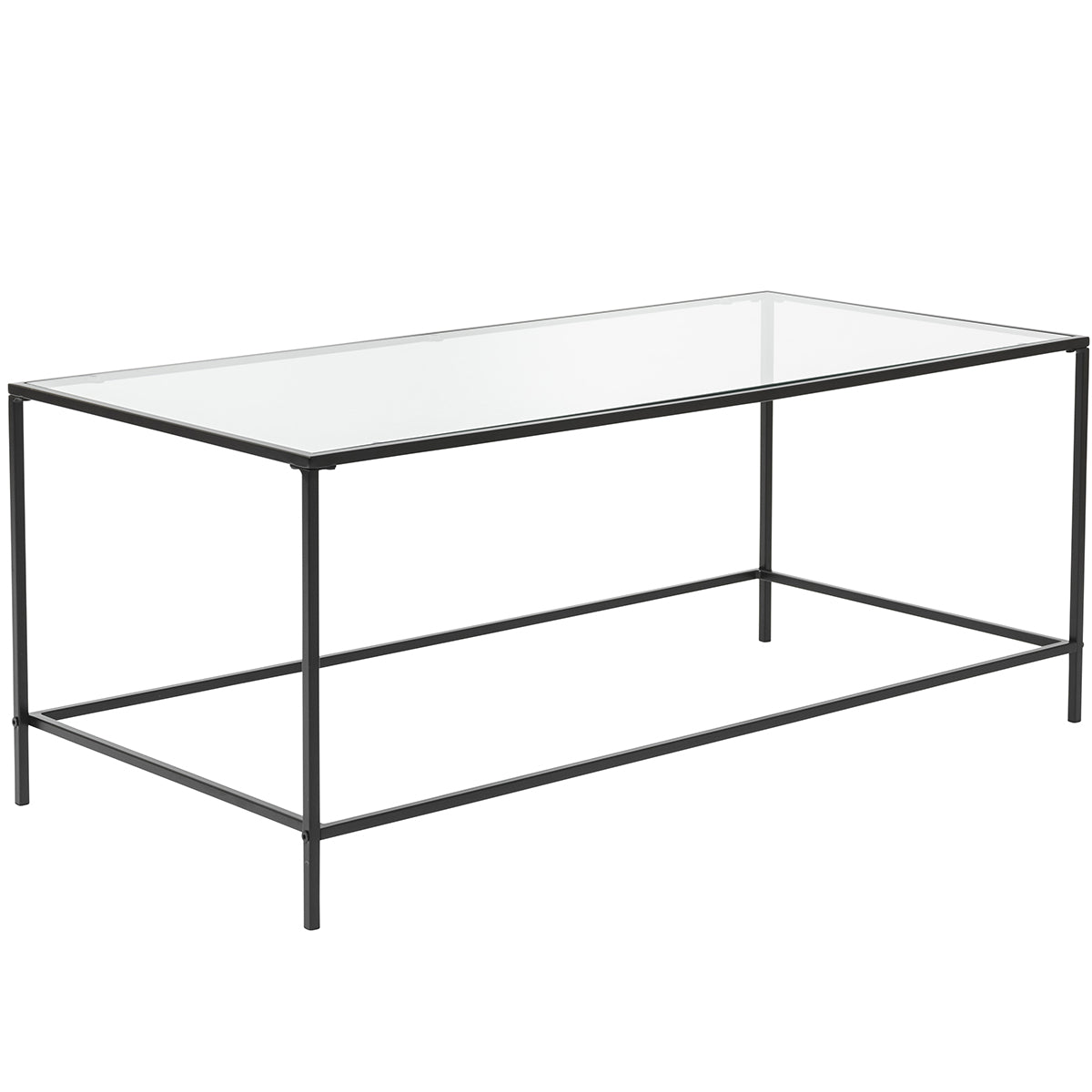 HomeRoots 44" x 20.76" x 17.88" Coffee Table in Clear Glass with Black Base