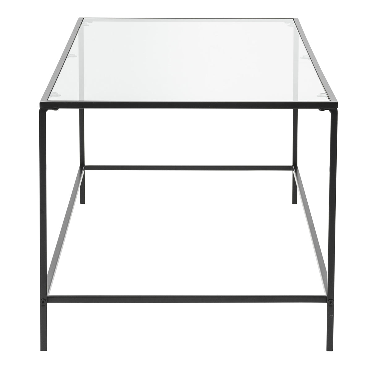 HomeRoots 44" x 20.76" x 17.88" Coffee Table in Clear Glass with Black Base