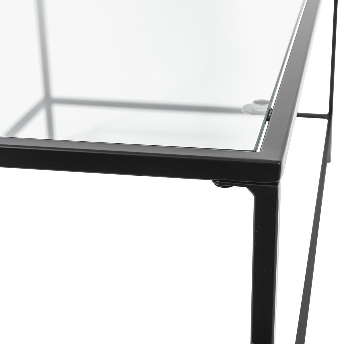 HomeRoots 44" x 20.76" x 17.88" Coffee Table in Clear Glass with Black Base