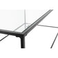 HomeRoots 44" x 20.76" x 17.88" Coffee Table in Clear Glass with Black Base