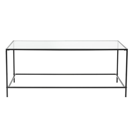 HomeRoots 44" x 20.76" x 17.88" Coffee Table in Clear Glass with Black Base
