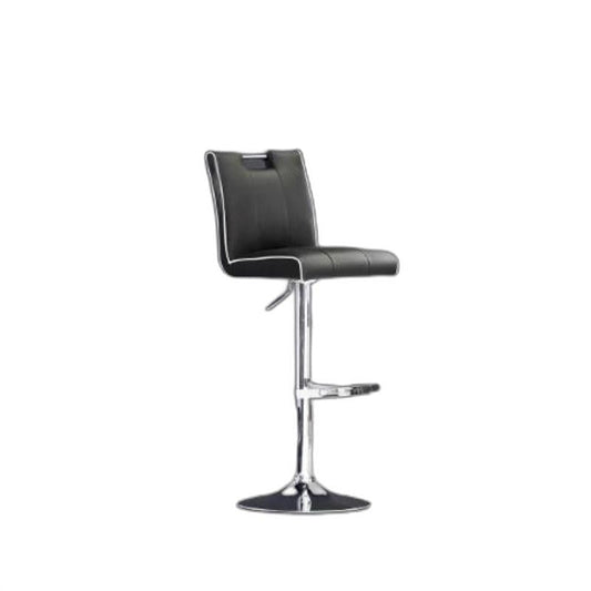 HomeRoots 45" Black Eco Leather And Steel Bar Stool