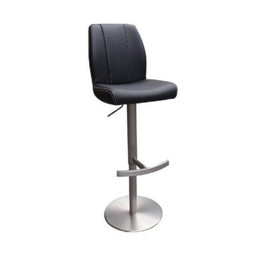 HomeRoots 45" Black Leatherette And Steel Bar Stool