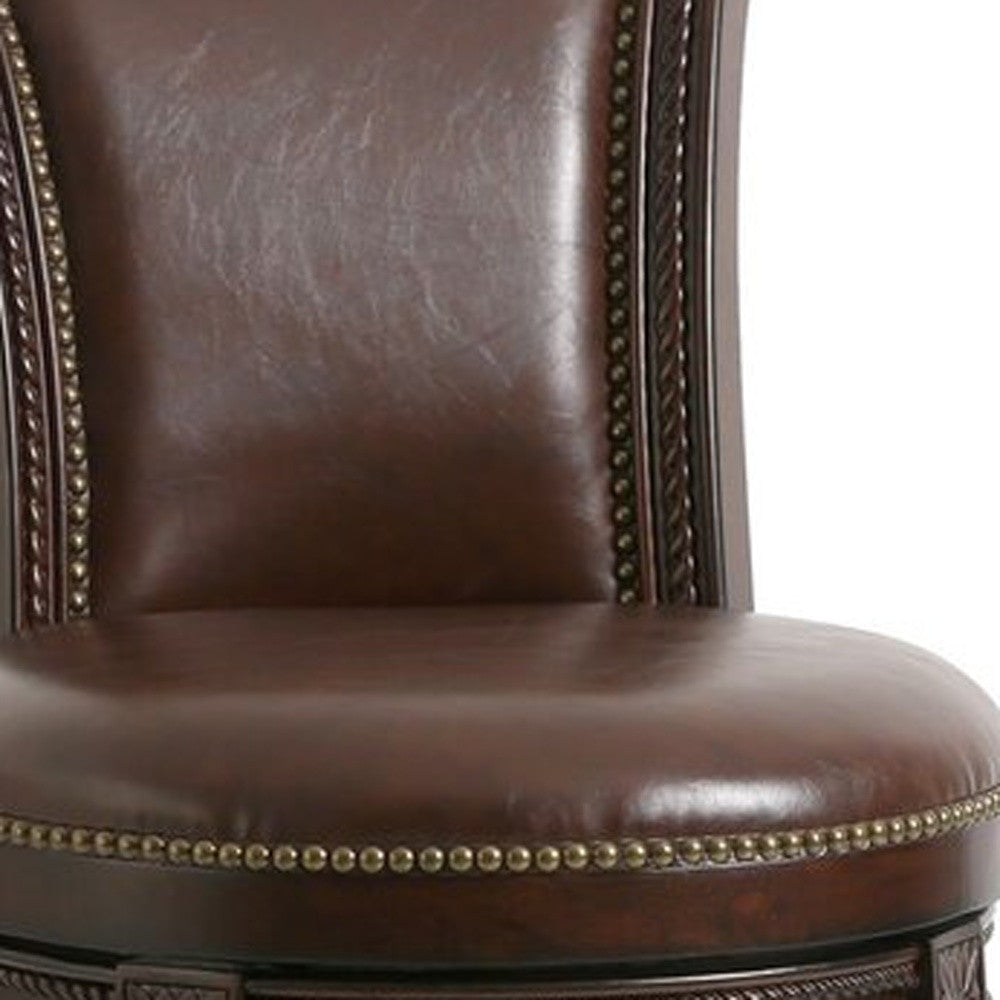 HomeRoots 45" Hardwood Frame Upholstered Bar Stool in Walnut Finish