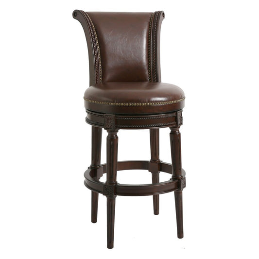 HomeRoots 45" Hardwood Frame Upholstered Bar Stool in Walnut Finish