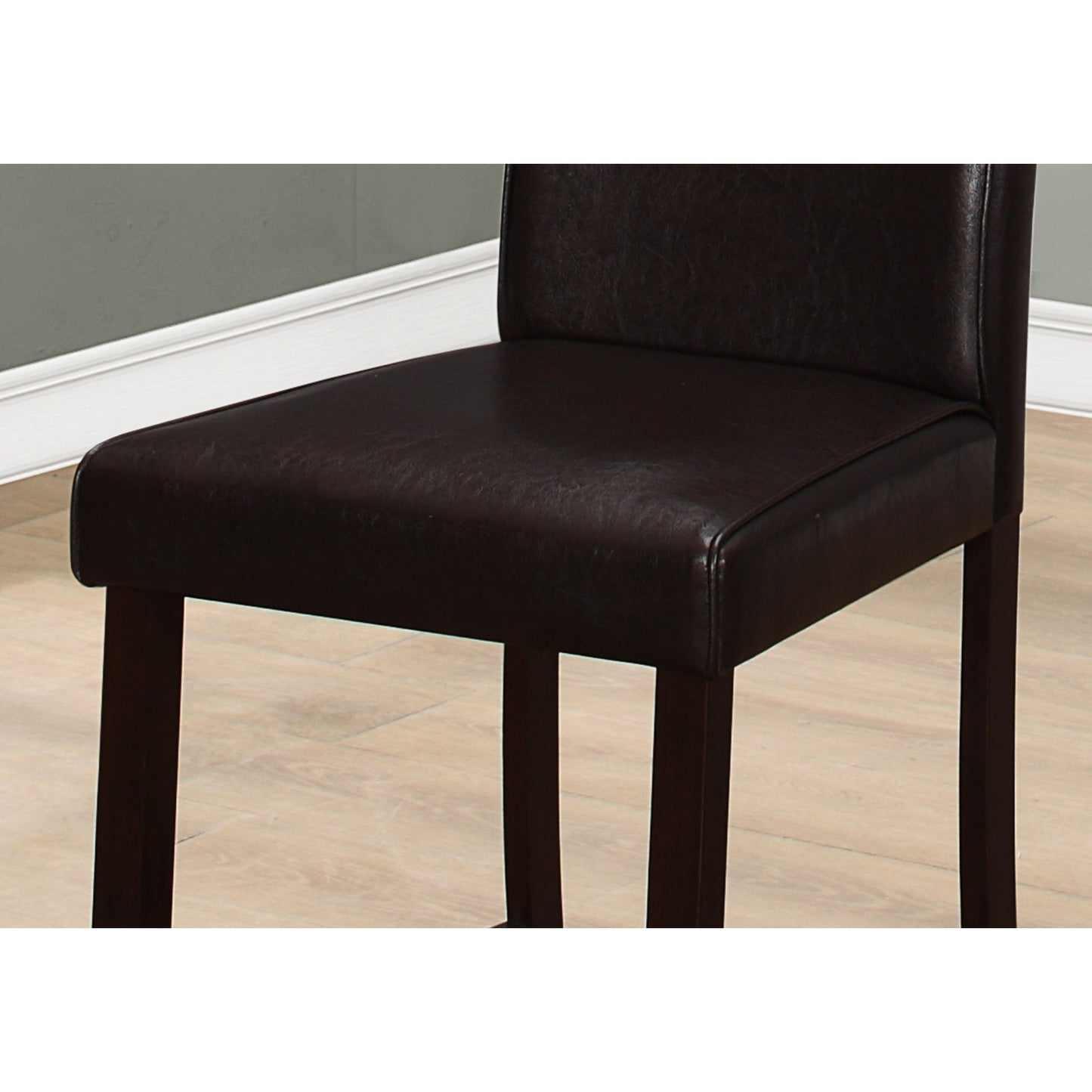 HomeRoots 45" X 35.5" X 80" Brown Leather Counter Height Dining Chair in Set of Two
