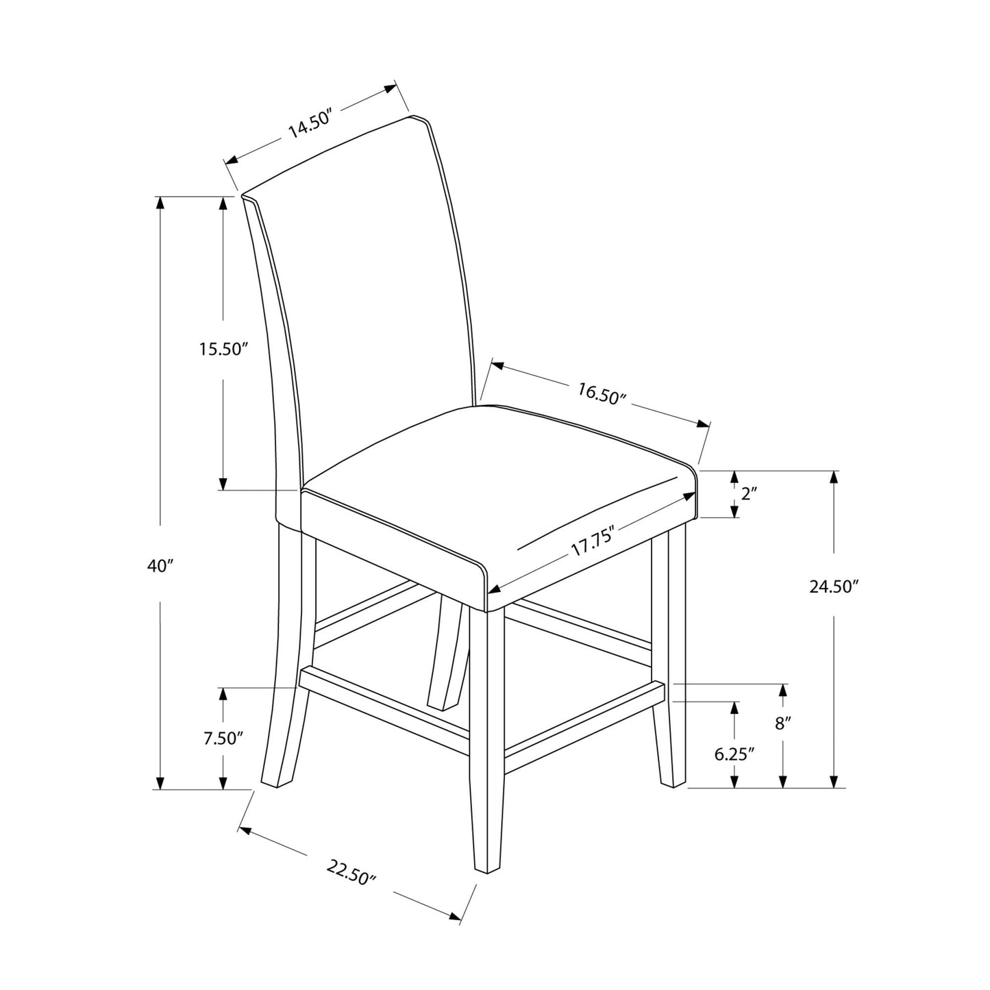 HomeRoots 45" X 35.5" X 80" Brown Leather Counter Height Dining Chair in Set of Two