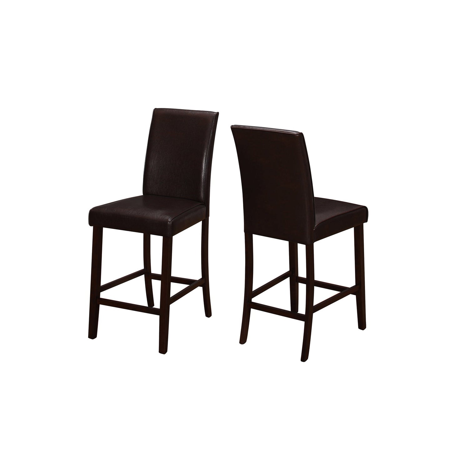 HomeRoots 45" X 35.5" X 80" Brown Leather Counter Height Dining Chair in Set of Two