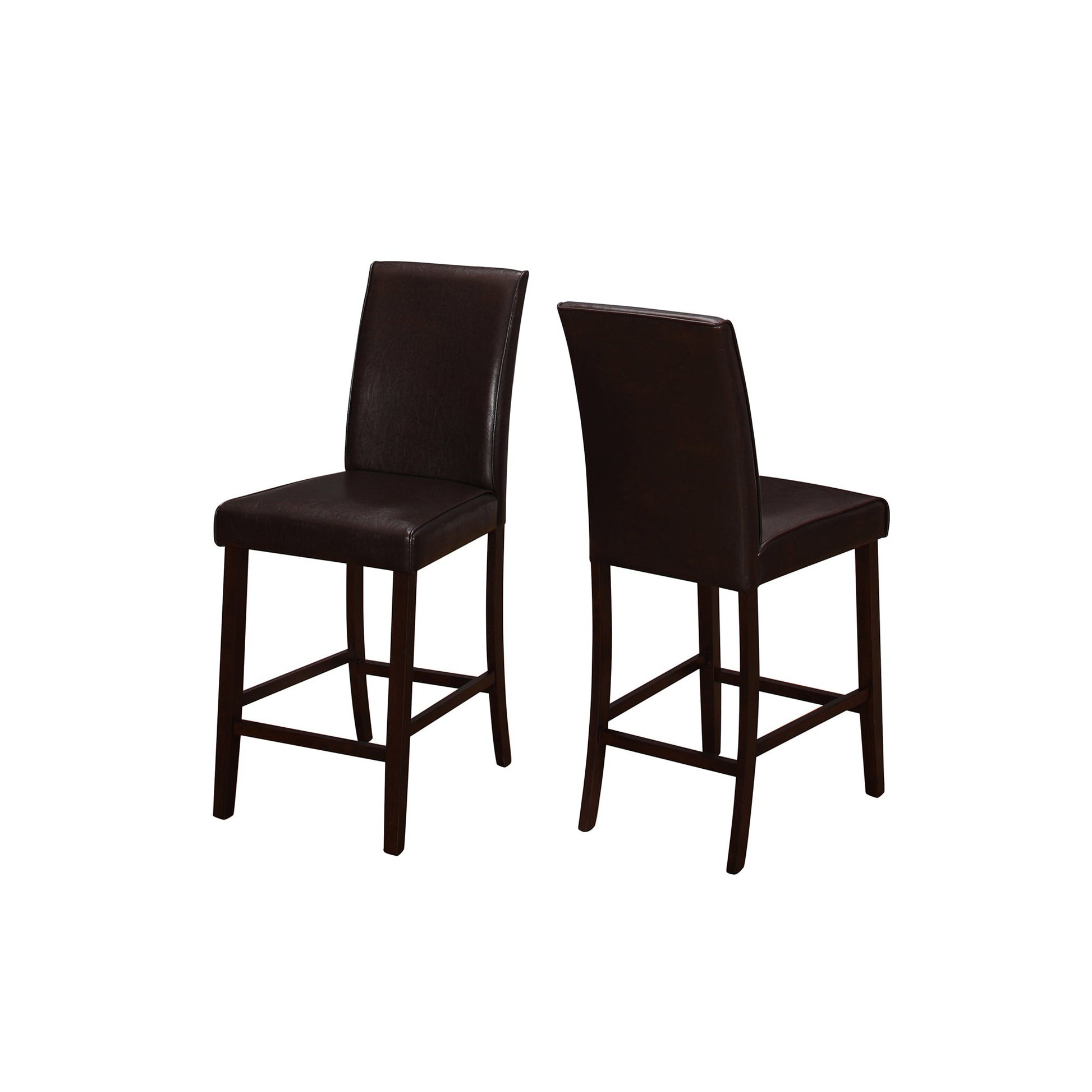 HomeRoots 45" X 35.5" X 80" Brown Leather Counter Height Dining Chair in Set of Two