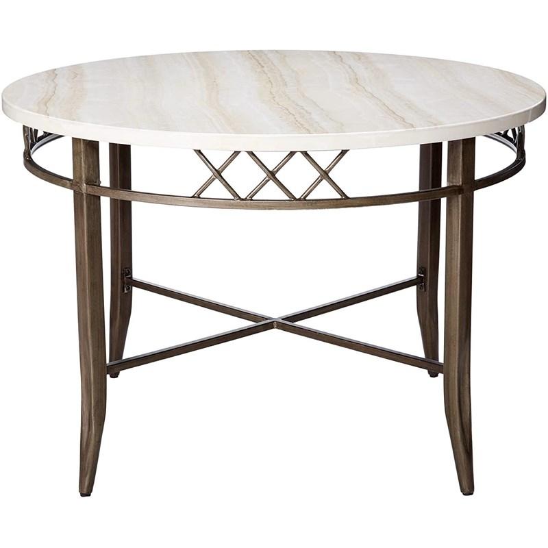 HomeRoots 45" x 30" Faux Marble And Antique Dining Table