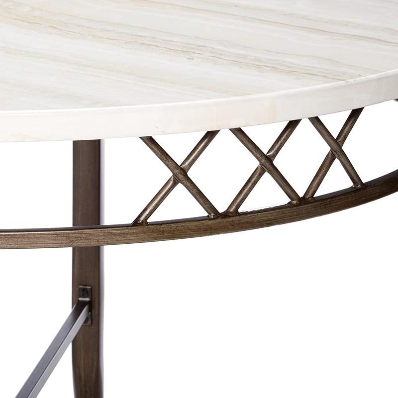 HomeRoots 45" x 30" Faux Marble And Antique Dining Table