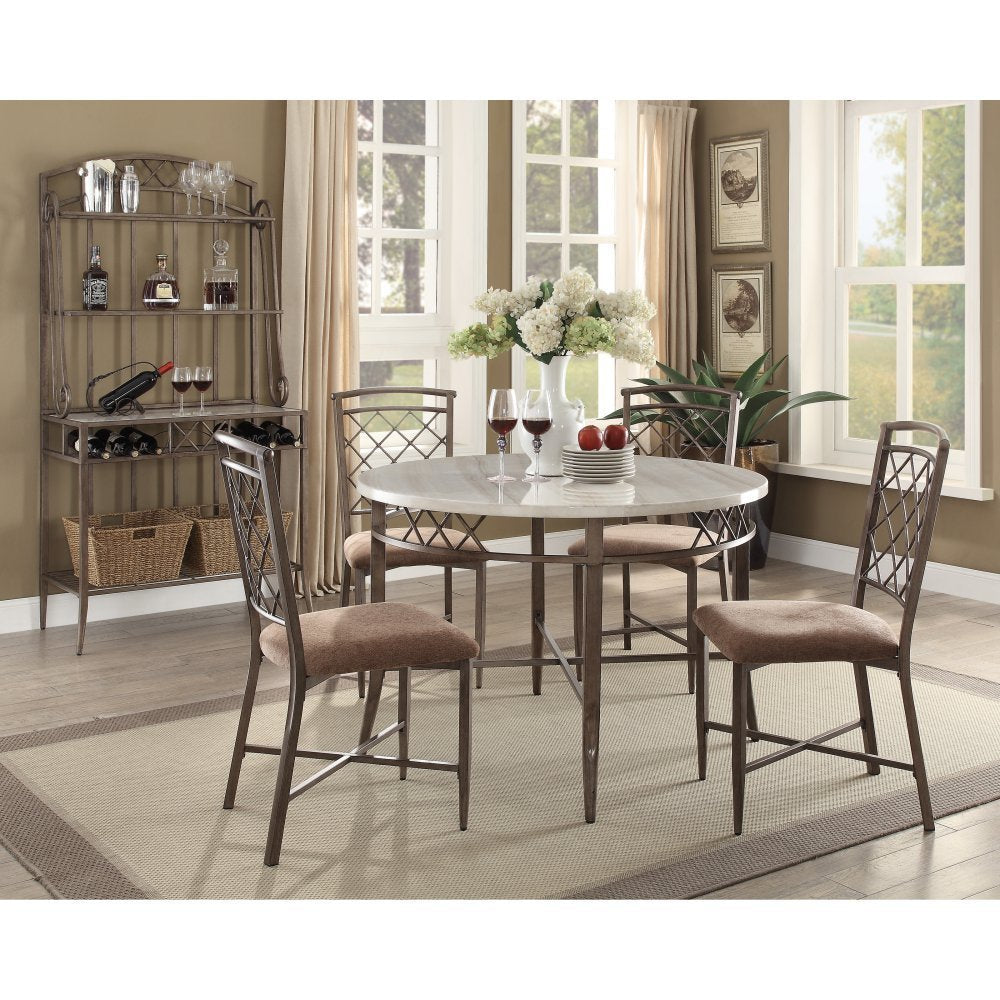 HomeRoots 45" x 30" Faux Marble And Antique Dining Table