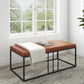 HomeRoots 46" Faux Leather And Metal Coffee Table With Brown and Black Finish