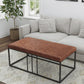 HomeRoots 46" Faux Leather And Metal Coffee Table With Brown and Black Finish