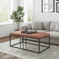 HomeRoots 46" Faux Leather And Metal Coffee Table With Brown and Black Finish