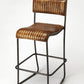 HomeRoots 46" Iron Bar Chair With Footrest in Brown and Black Finish